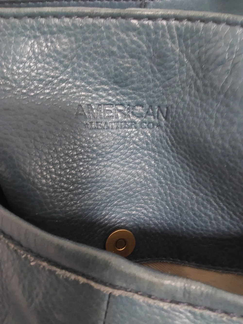 American Leather Co. Blue Pleated Leather Crossbody - Picture 4 of 4